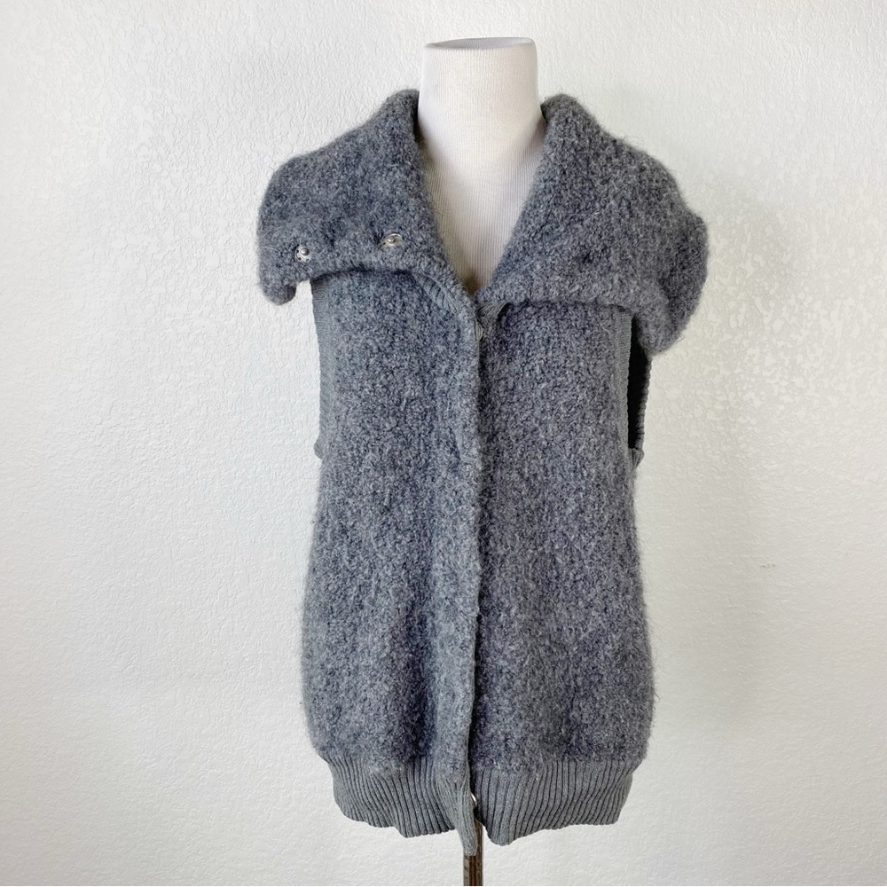 Gap Gray Boucle Knit Wool Alpaca Blend Snap Up Vest